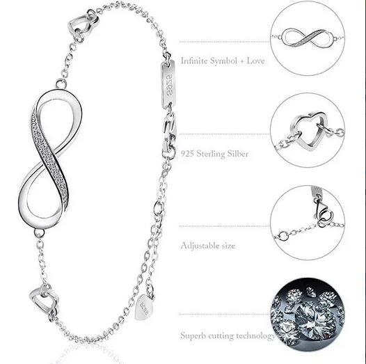 Pulsera Plata 925 Símbolo Amor Infinito